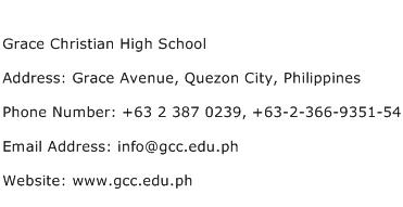 Grace Christian High School Address Contact Number