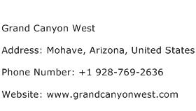 Grand Canyon West Address Contact Number