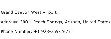 Grand Canyon West Airport Address Contact Number