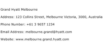 Grand Hyatt Melbourne Address Contact Number