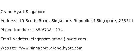 Grand Hyatt Singapore Address Contact Number