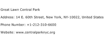 Great Lawn Central Park Address Contact Number