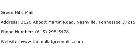 Green Hills Mall Address Contact Number