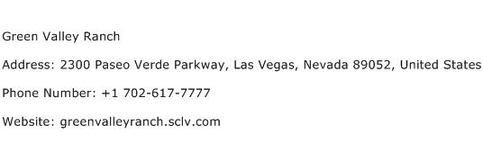 Green Valley Ranch Address Contact Number