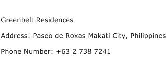 Greenbelt Residences Address Contact Number
