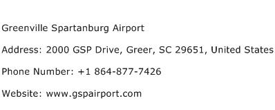Greenville Spartanburg Airport Address Contact Number
