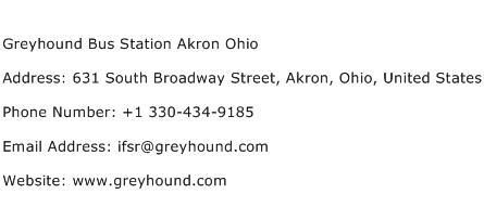 Greyhound Bus Station Akron Ohio Address Contact Number