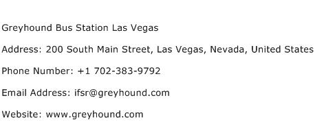 Greyhound Bus Station Las Vegas Address Contact Number