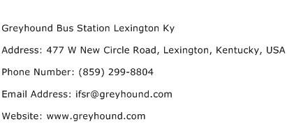 Greyhound Bus Station Lexington Ky Address Contact Number