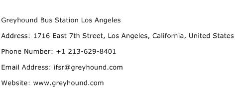 Greyhound Bus Station Los Angeles Address Contact Number