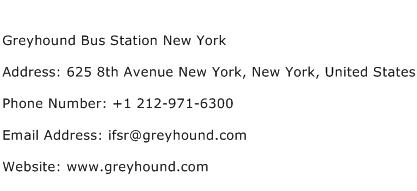 Greyhound Bus Station New York Address Contact Number