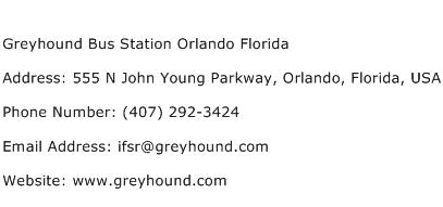 Greyhound Bus Station Orlando Florida Address Contact Number