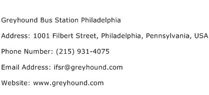 Greyhound Bus Station Philadelphia Address Contact Number