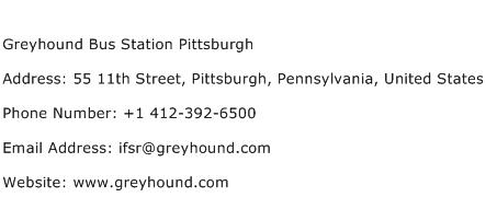 Greyhound Bus Station Pittsburgh Address Contact Number