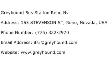 Greyhound Bus Station Reno Nv Address Contact Number