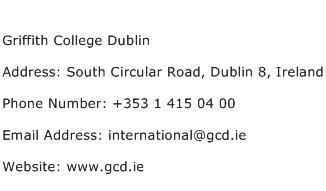 Griffith College Dublin Address Contact Number