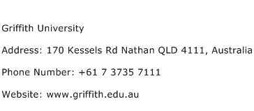 Griffith University Address Contact Number