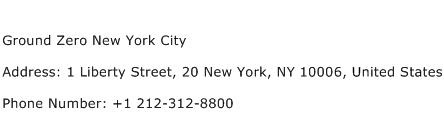 Ground Zero New York City Address Contact Number