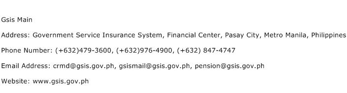 Gsis Main Address Contact Number