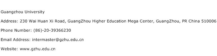 Guangzhou University Address Contact Number