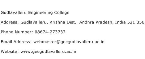Gudlavalleru Engineering College Address Contact Number
