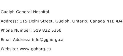 Guelph General Hospital Address Contact Number