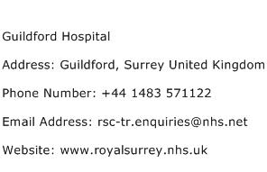 Guildford Hospital Address Contact Number
