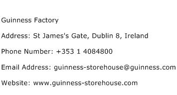 Guinness Factory Address Contact Number