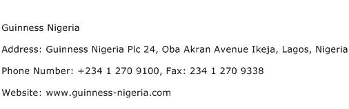 Guinness Nigeria Address Contact Number
