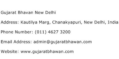 Gujarat Bhavan New Delhi Address Contact Number