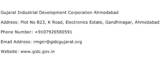 Gujarat Industrial Development Corporation Ahmedabad Address Contact Number