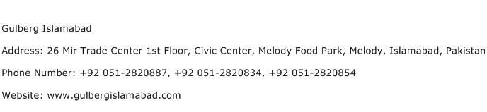 Gulberg Islamabad Address Contact Number
