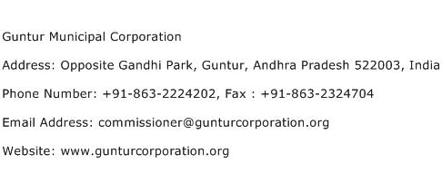 Guntur Municipal Corporation Address Contact Number