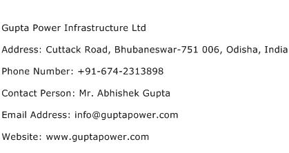 Gupta Power Infrastructure Ltd Address Contact Number
