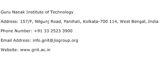 Guru Nanak Institute of Technology Address Contact Number