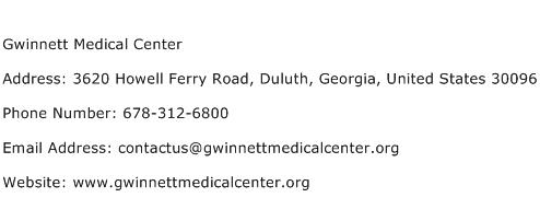 Gwinnett Medical Center Address Contact Number