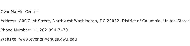 Gwu Marvin Center Address Contact Number