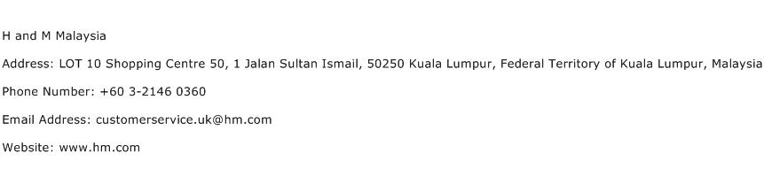 H and M Malaysia Address Contact Number