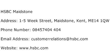 HSBC Maidstone Address Contact Number