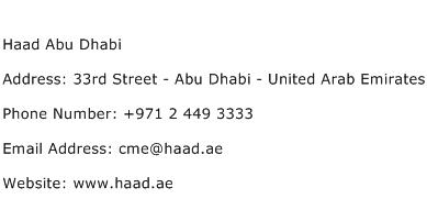 Haad Abu Dhabi Address Contact Number
