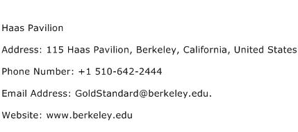 Haas Pavilion Address Contact Number