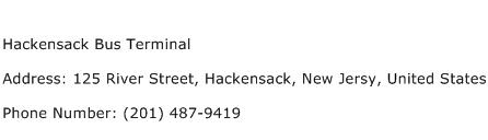 Hackensack Bus Terminal Address Contact Number