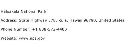 Haleakala National Park Address Contact Number