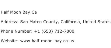 Half Moon Bay Ca Address Contact Number