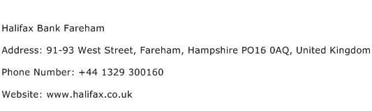 Halifax Bank Fareham Address Contact Number