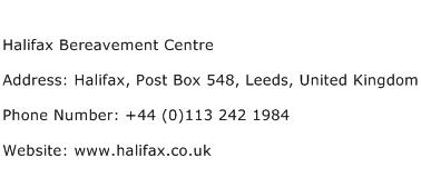 Halifax Bereavement Centre Address Contact Number