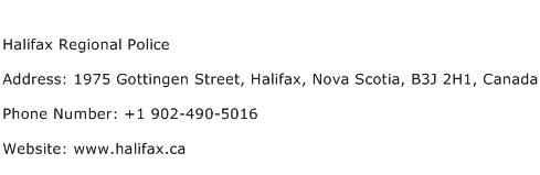 Halifax Regional Police Address Contact Number