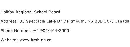 Halifax Regional School Board Address Contact Number