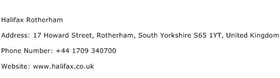 Halifax Rotherham Address Contact Number