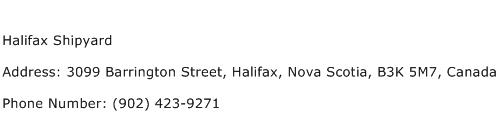 Halifax Shipyard Address Contact Number